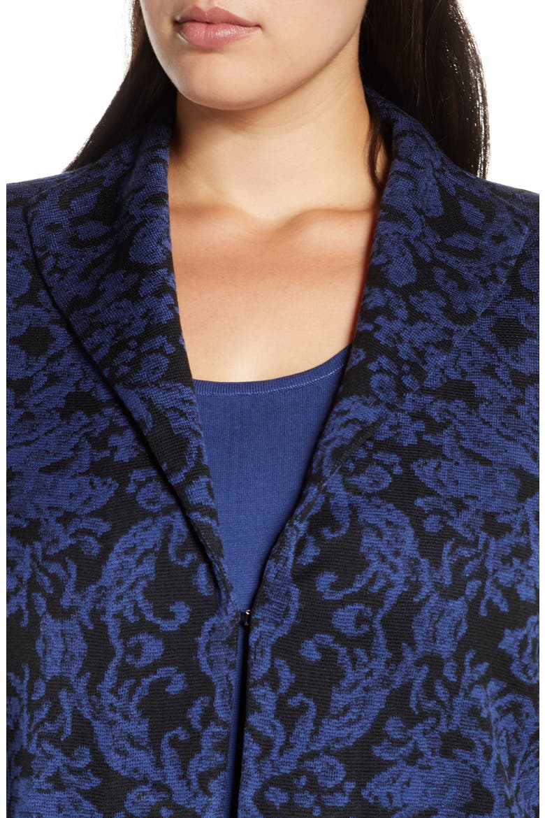 Ombré Floral Knit Jacket, Alternate, color, BLACK/ SPECTRUM BLUE