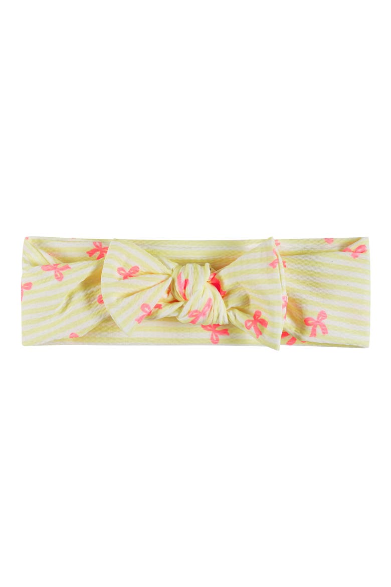Kids' Puff Sleeve Two-Piece Swimsuit & Headband Set, Alternate, color, YELLOW STRIPE