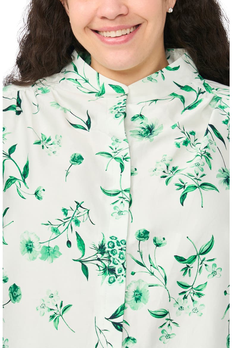 Floral Band Collar Placket Button-Up Shirt, Alternate, color, VIBRANT KELLY