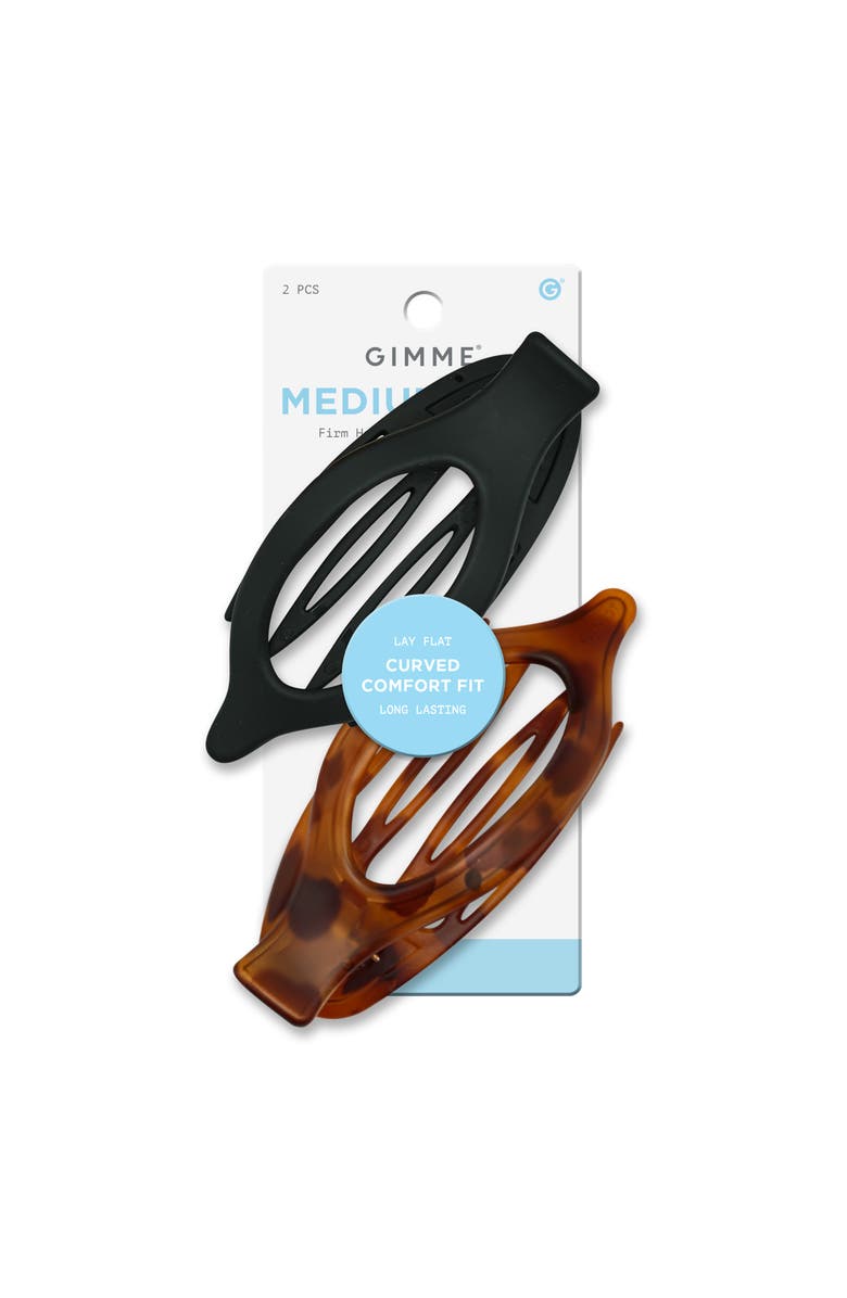 Gimme Beauty Lay Flat Oval Claw Clip Duo, Main, color, Brown