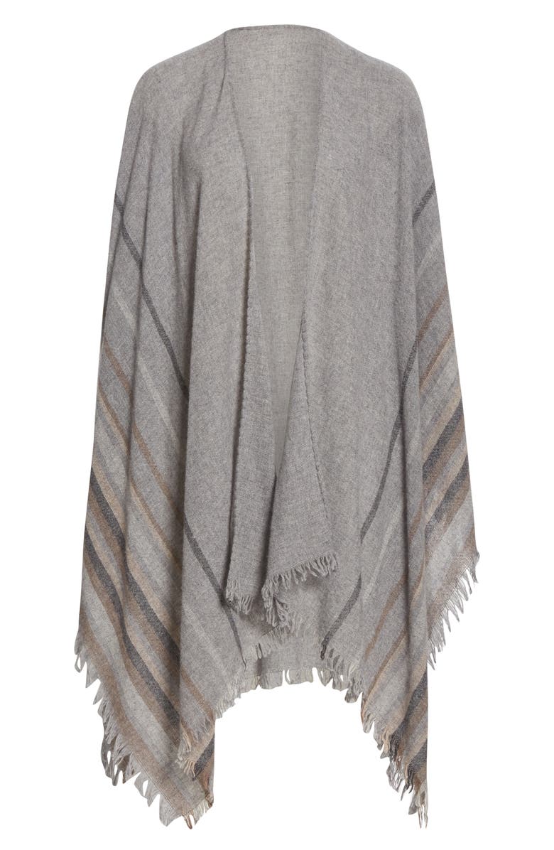 Eileen Fisher Stripe Wool Blend Poncho Wrap, Alternate, color, 