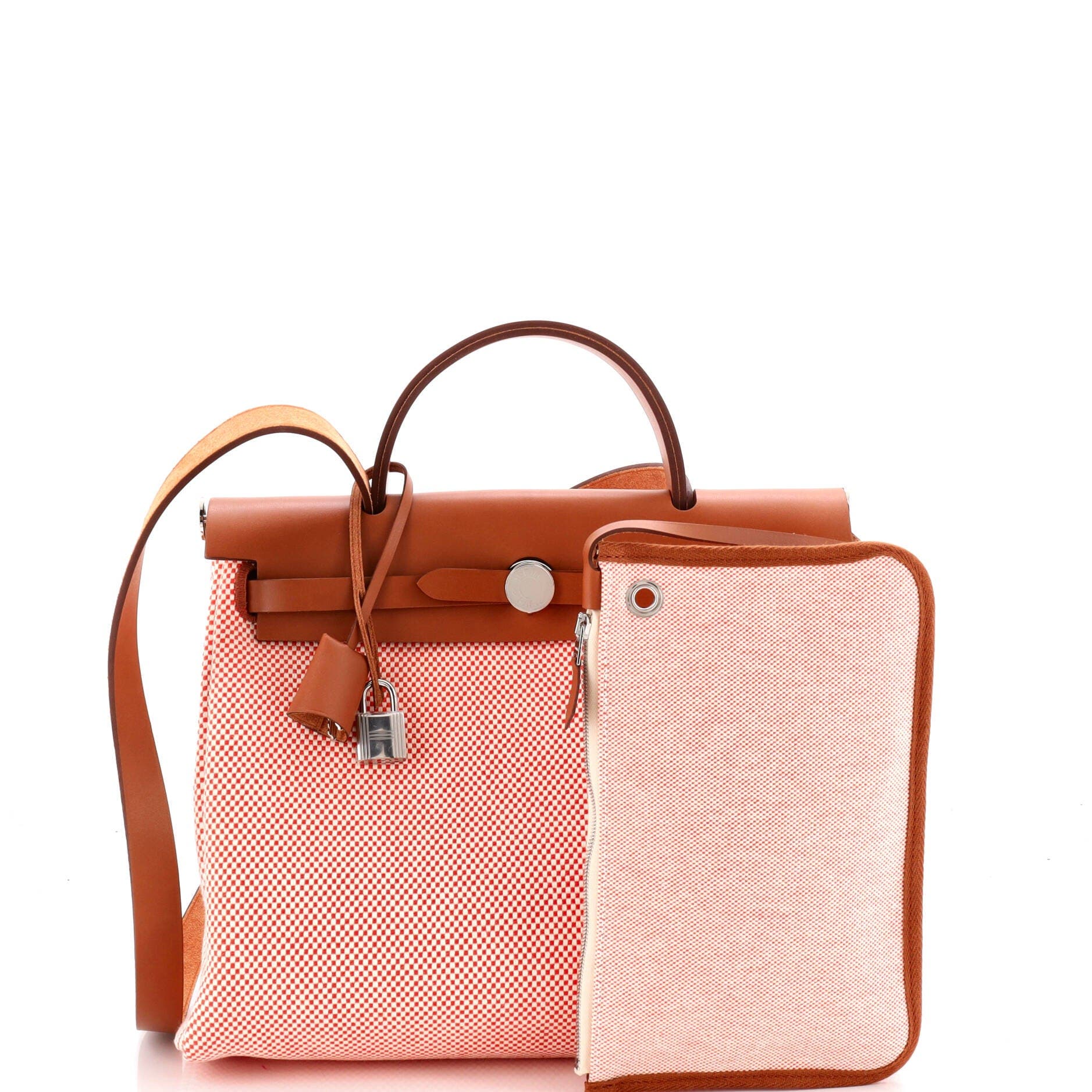 Pre-Owned Hermes Herbag Zip Criss Viking Toile and Leather 31, Alternate, color, Sanguine