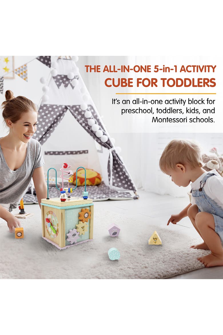 Wooden Activity Toy for 1, 2 Year-Old-Girls, Alternate, color, Blue