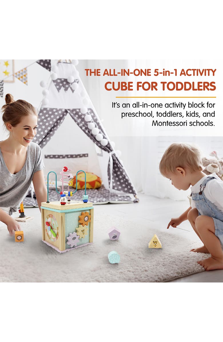 Leo & Friends Wooden Activity Toy for 1, 2 Year-Old-Girls, Alternate, color, Blue