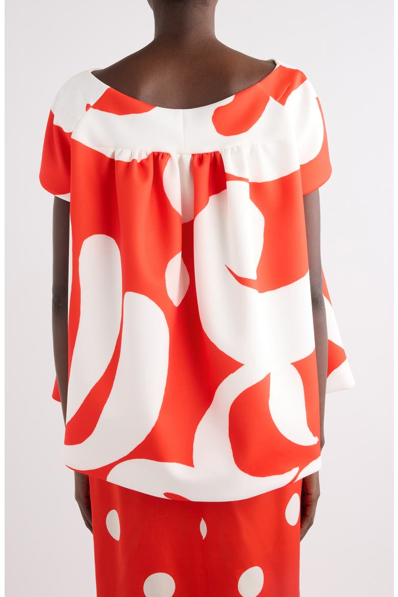 Cipa Giant Swirl Print Scuba Knit Trapeze Top, Alternate, color, RED