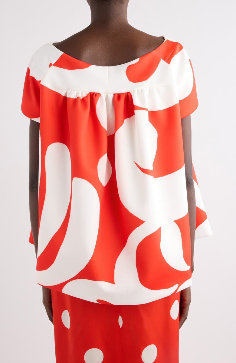 Dries Van Noten Cipa Giant Swirl Print Scuba Knit Trapeze Top, Alternate, color, Red
