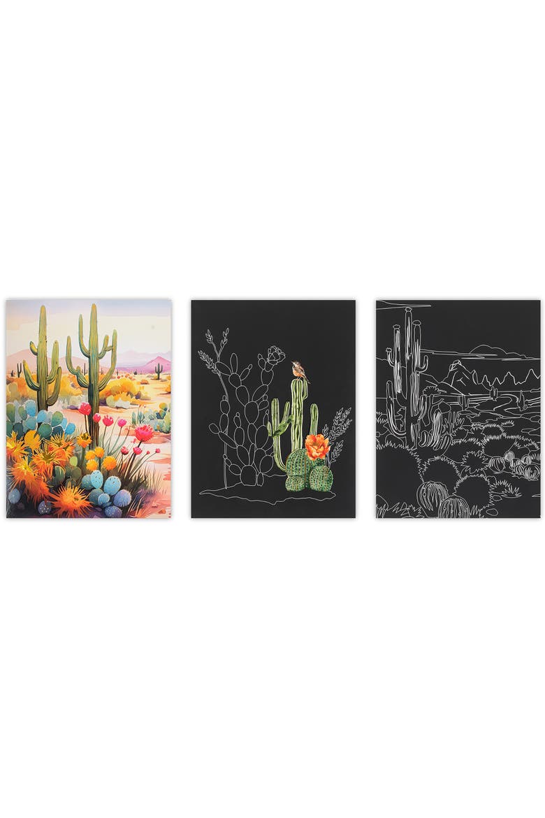 Scratch Art Paper Pad Cactus, Alternate, color, Multicolored