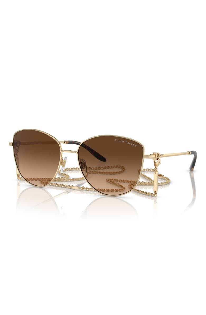 Ralph Lauren The Vivienne 59mm Gradient Round Sunglasses with Removable Chain, Alternate, color, Pale Gold / Gradient Taupe