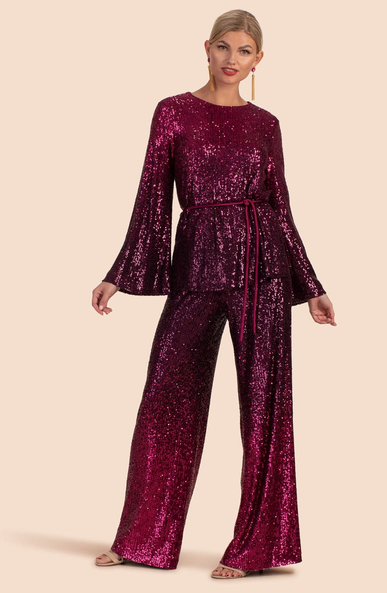 Trina Turk West Sequin Top, Alternate, color, Festive Fuchsia/ Plum