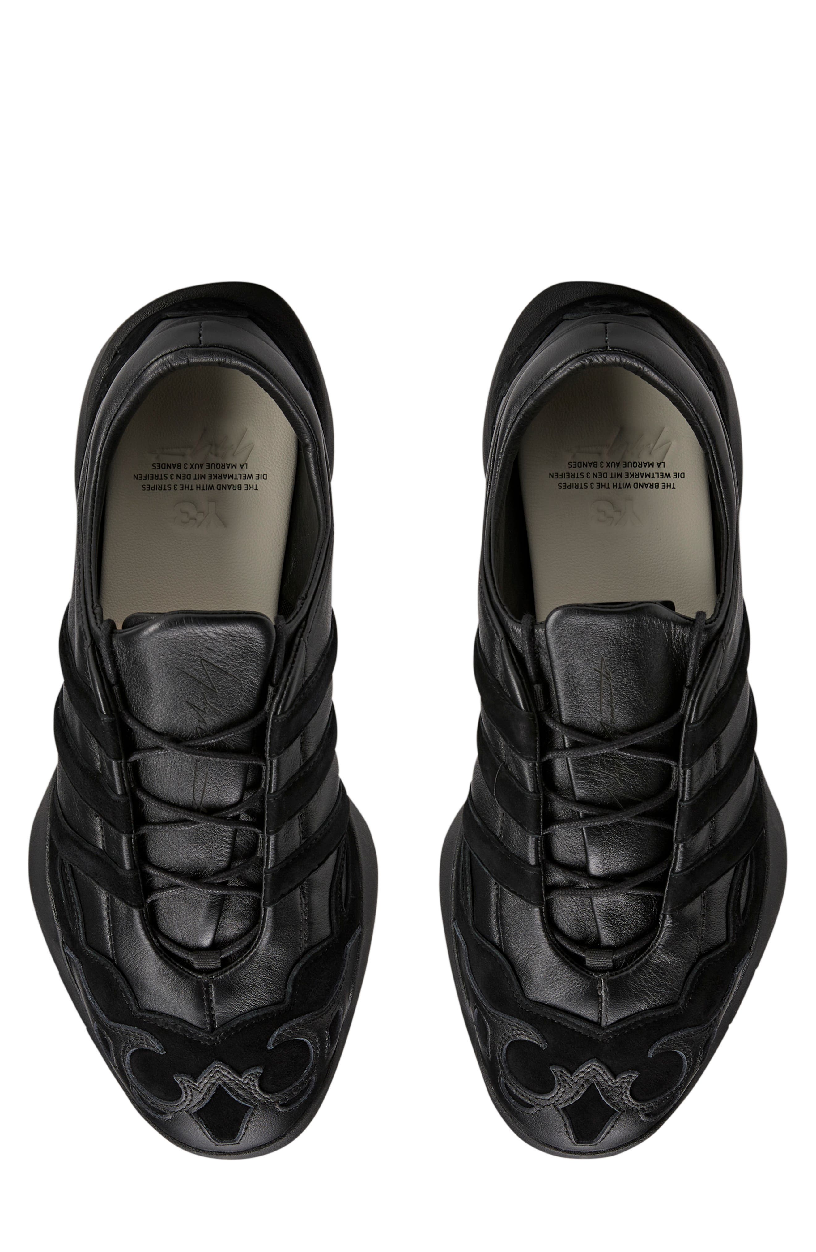 Y-3 REGU 2002 Leather Sneaker, Alternate, color, BLACK