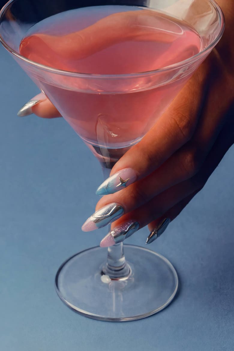 Titanium Jelly Press On Nail By Jade Roland, Alternate, color, Metallic Silver
