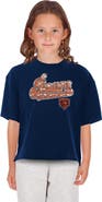 New Era Girls Youth New Era Navy Chicago Bears Flip Sequin Boxy T-Shirt
