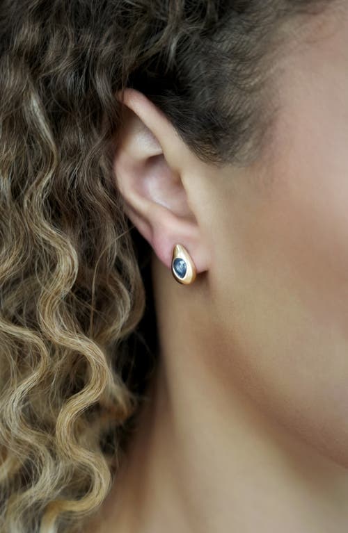 Ettika Glowing Teardrop Cubic Zirconia Stud Earrings In Blue