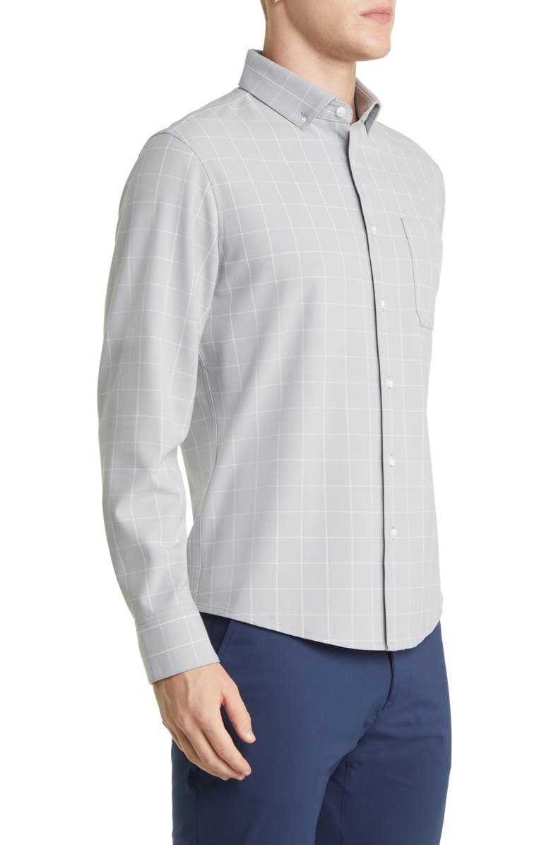 Mizzen+Main City Trim Fit Aluminum Check Flannel Button-Down Shirt, Alternate, color, 
