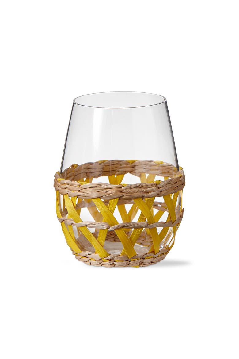 Island Clear Glass with Yellow Straw Sleeve Dishwasher Safe, Main, color, Yellow