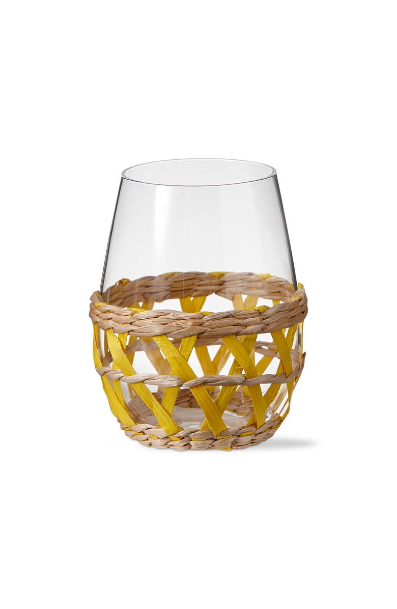 tag Island Clear Glass with Yellow Straw Sleeve Set of 4, Alternate, color, Yellow