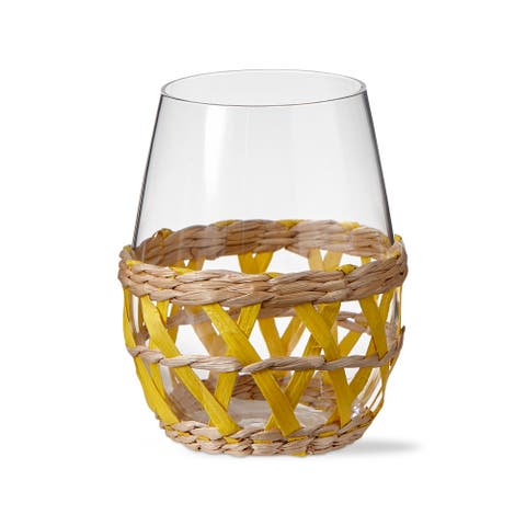 Island Clear Glass with Yellow Straw Sleeve Dishwasher Safe