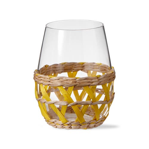 Tag Island Clear Glass With Yellow Straw Sleeve Dishwasher Safe In Brown