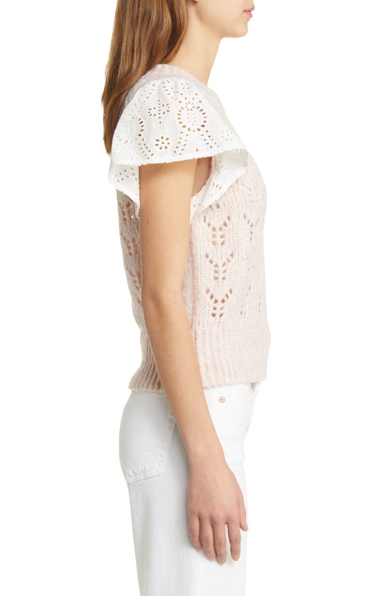 Rails Everly Flutter Sleeve Pointelle Sweater, Alternate, color, 