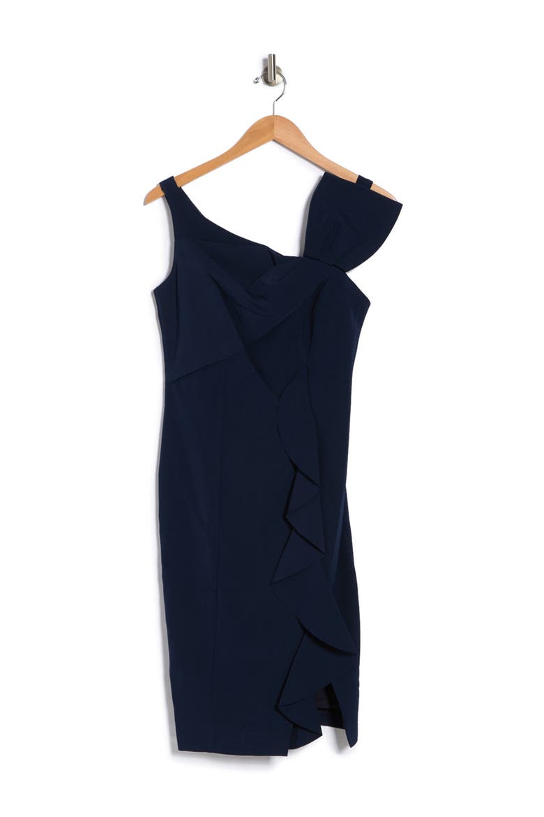 Asymmetrical Sheath Ruffle Dress, Alternate, color, NVY