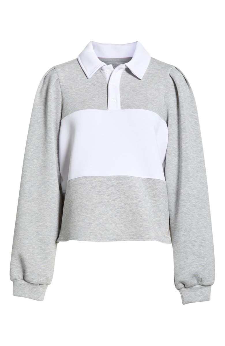 MPG Dreamweave Colorblock Puff Sleeve Rugby Shirt, Main, color, Htr Concrete/ Brilliant White