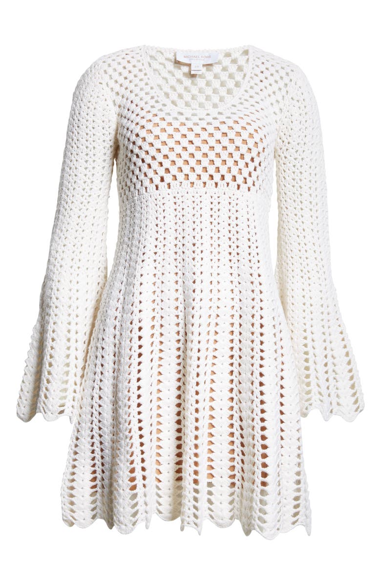 Michael Kors Collection Long Sleeve Cashmere & Cotton Crochet Dress, Alternate, color,