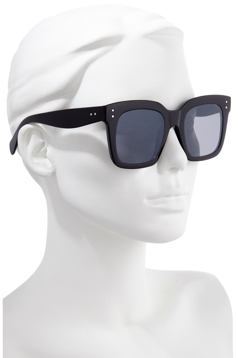 49mm Square Sunglasses, Alternate, color, BLACK