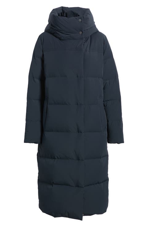 Asymmetric Stand Collar Long Puffer Coat