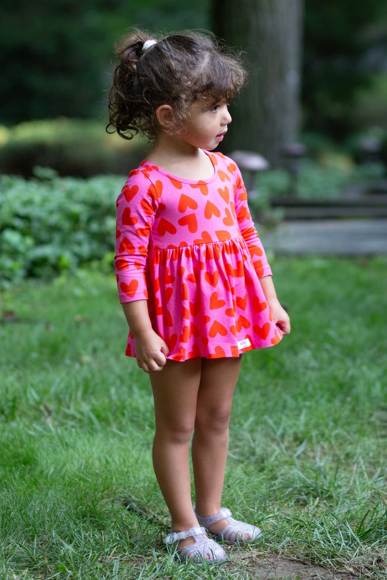 Printed Long Sleeve Bubble Romper, Alternate, color, Hearts