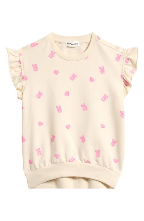 Kids' Gummy Bears Ruffle Short Sleeve French Terry Sweatshirt (Toddler)