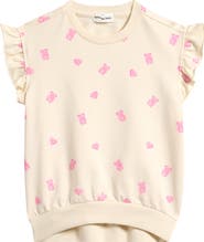 MILES THE LABEL Kids' Gummy Bears Ruffle Short Sleeve French Terry Sweatshirt
