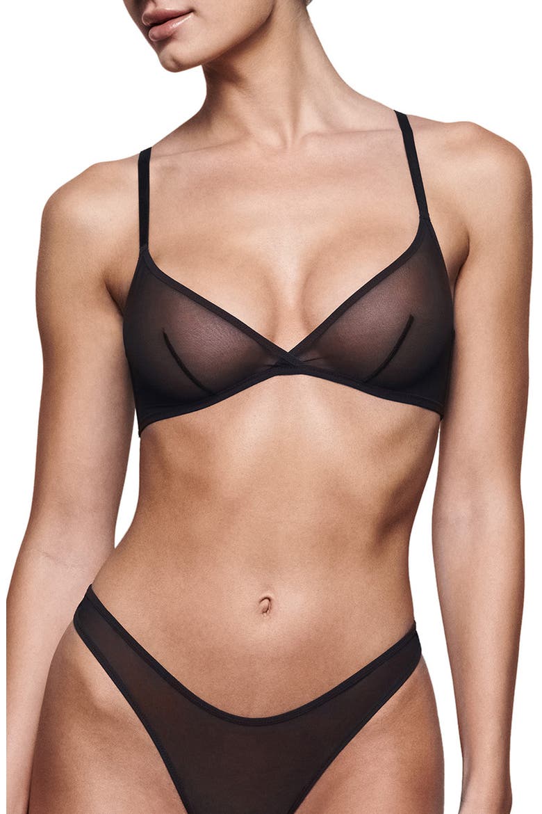 Ultrafine Mesh Triangle Bra, Main, color, ONYX