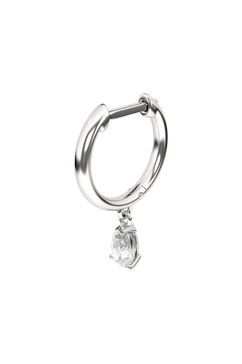Lab Created Diamond Drop Huggie Hoop Earrings, Alternate, color, 18K WHITE GOLD