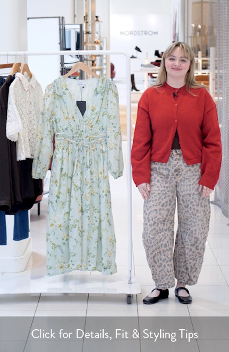 Rylee Floral Long Sleeve Cotton Midi Dress, sales video thumbnail