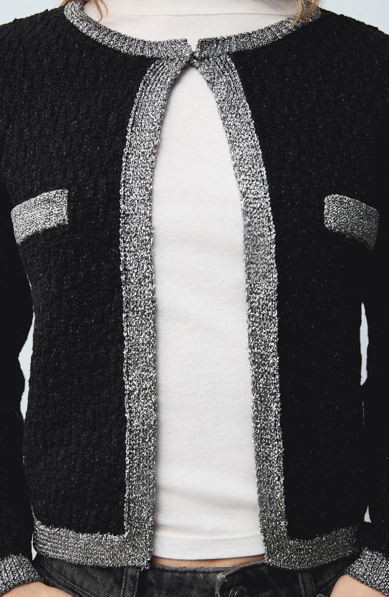 MANGO Metallic Knit Jacket, Alternate, color, 