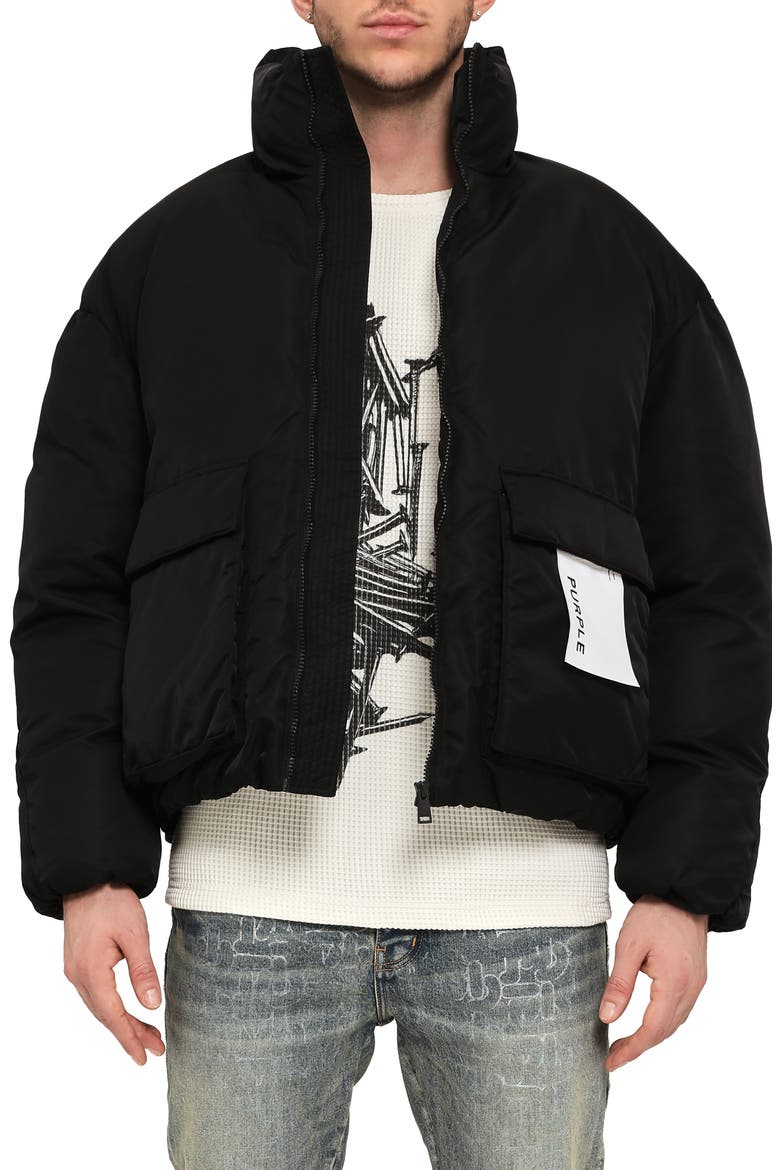 Down Puffer Jacket, Main, color, BLACK