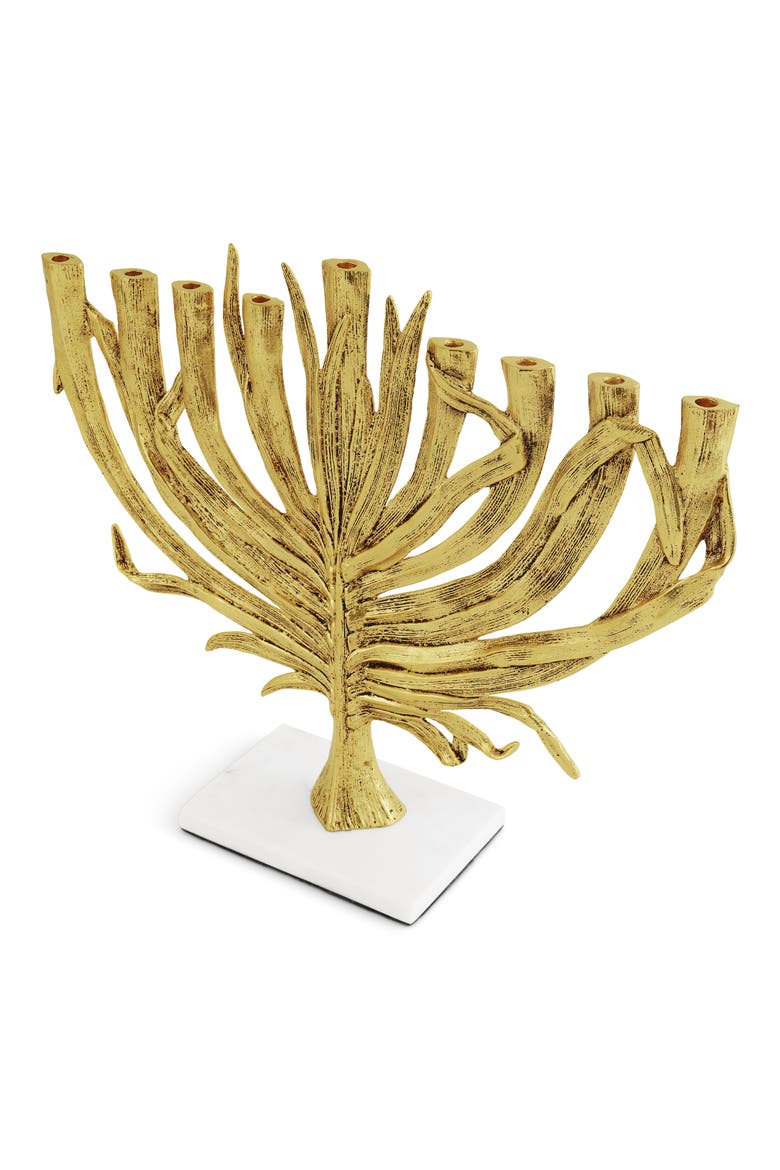 Palm Medium Menorah, Alternate, color, GOLD