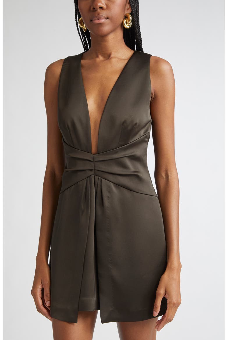 Cassea Plunge Minidress, Alternate, color, DEEP OLIVE