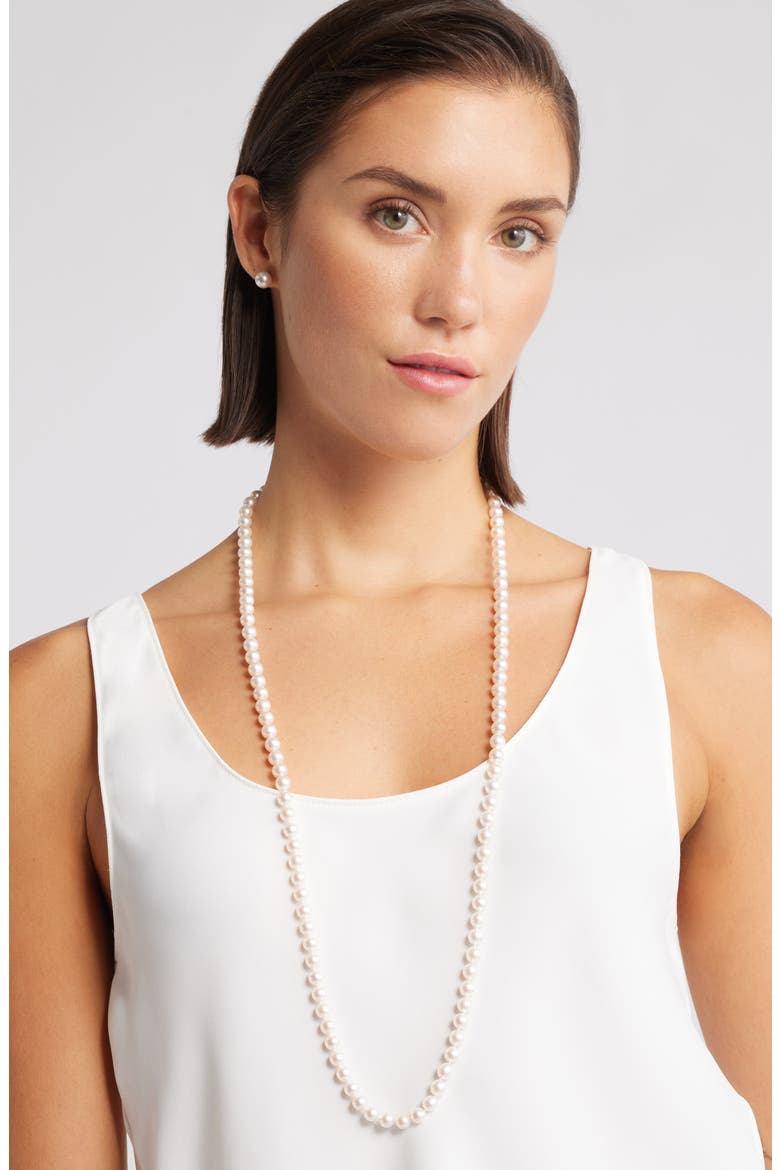 Long Akoya Pearl Necklace, Alternate, color, WHITE- 14K WHITE GOLD