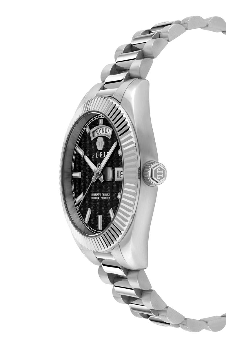 PHILIPP PLEIN Date Superlative Black Bracelet Watch, 42mm, Alternate, color, Stainless Steel