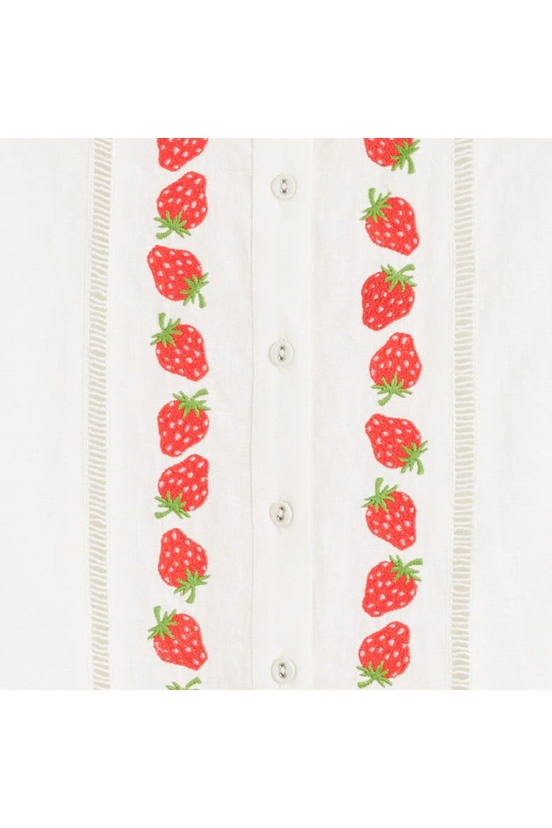 Linen-Blend Strawberry Shirt, Alternate, color, Cream
