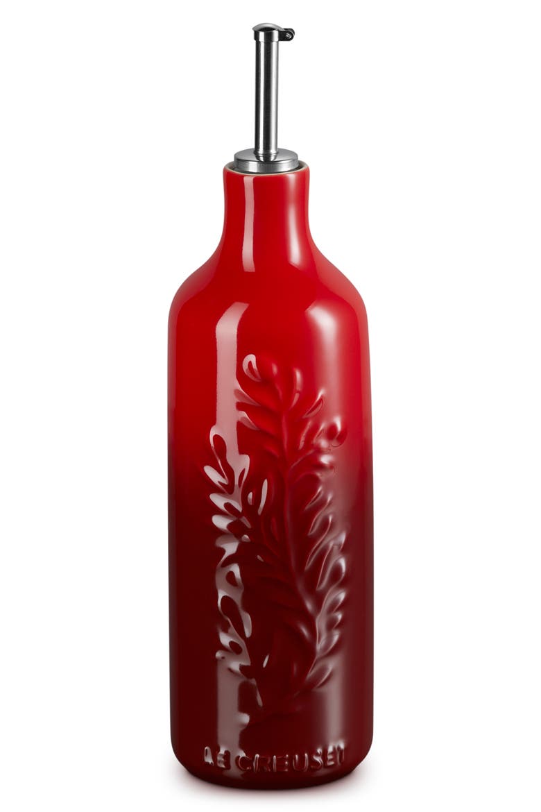 Olive Branch Stoneware Oil Cruet, Main, color, CERISE