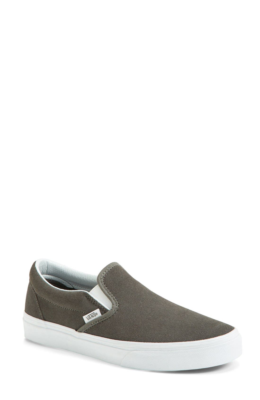 Suede Slip-On Sneaker, Main, color, SUEDE PEWTER/ TRUE WHITE