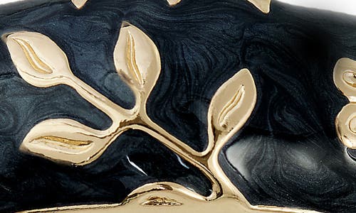 Savvy Cie Jewels Enameled Floral Hinge Bangle Bracelet In Black
