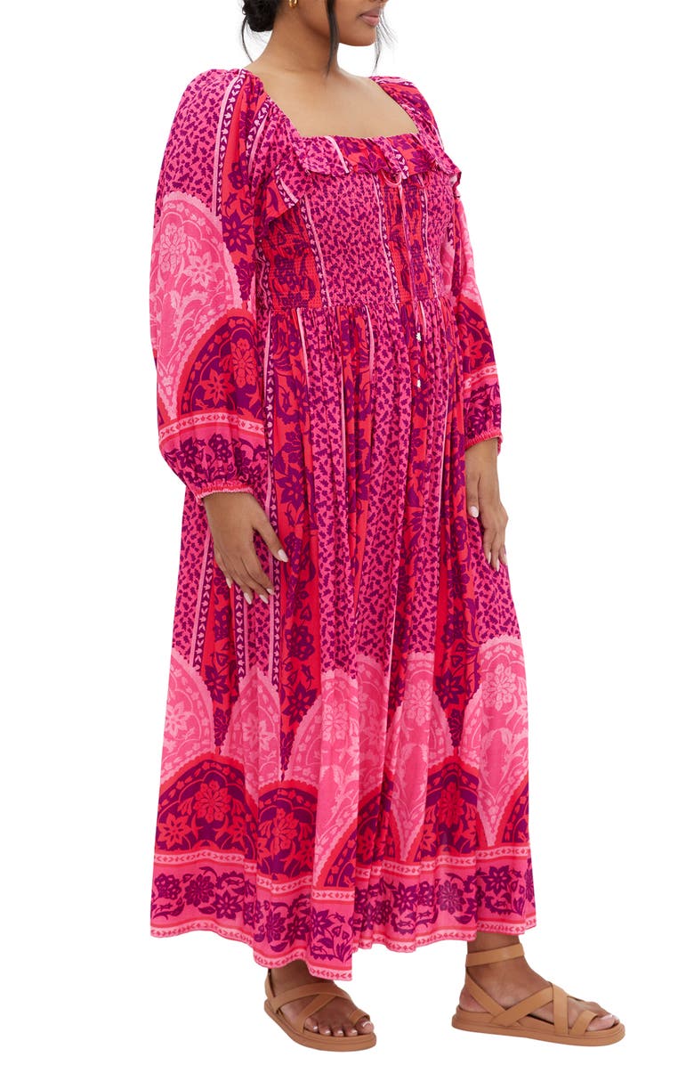 City Chic Estelle Print Long Sleeve Maxi Dress, Alternate, color, Field Of Dreams