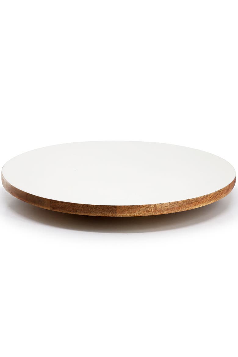 14 Inch Wood Lazy Susan Serving Board, Alternate, color, White