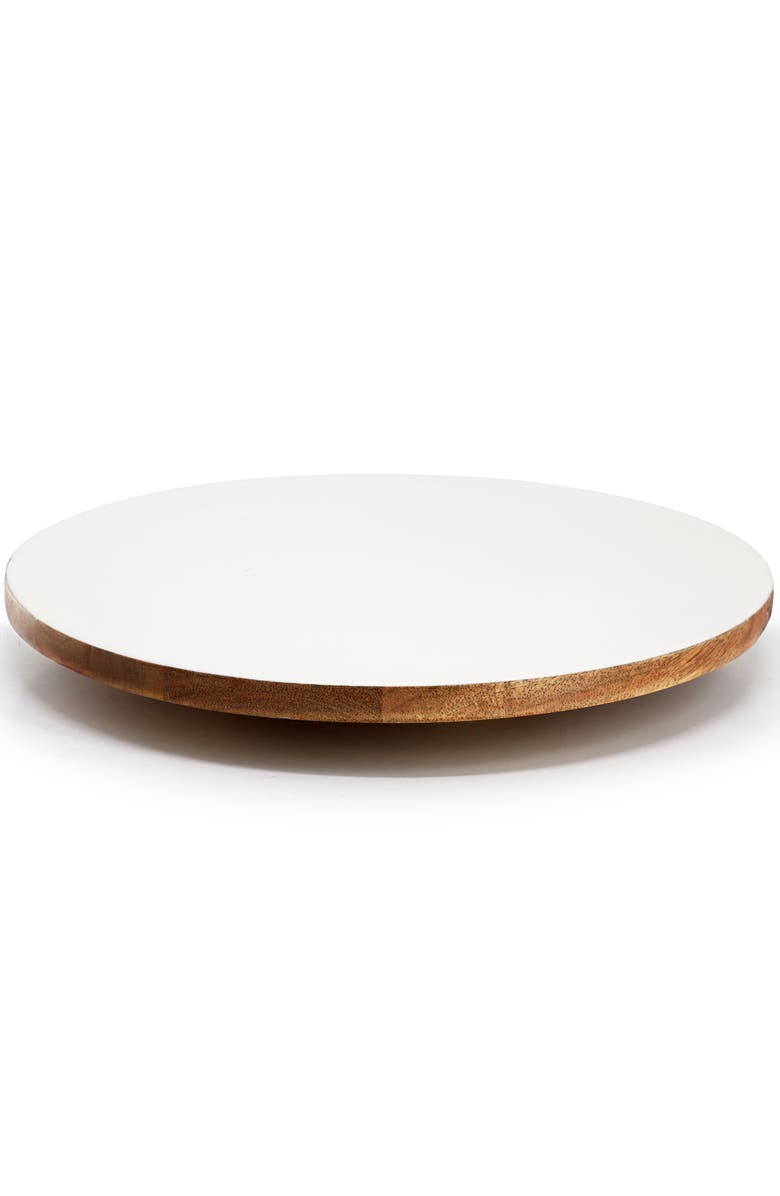 Gibson Home 14 Inch Wood Lazy Susan Serving Board, Alternate, color, White