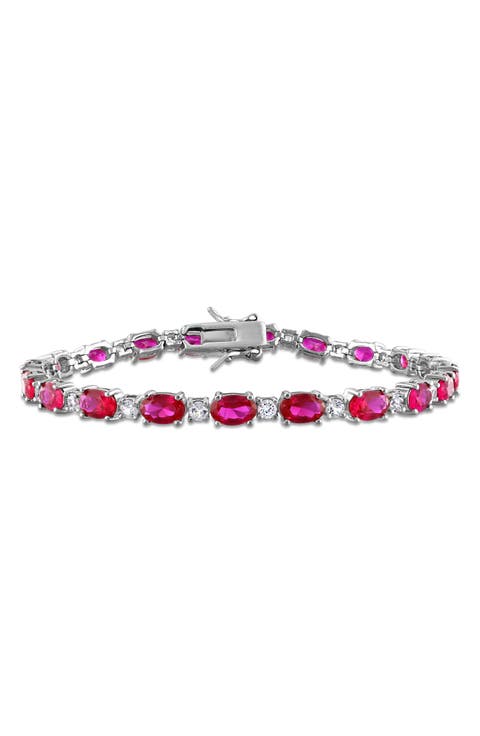 Lab Created Ruby & Lab Created White Sapphire Tennis Bracelet