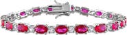 DELMAR Lab Created Ruby & Lab Created White Sapphire Tennis Bracelet