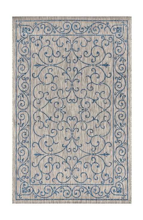 Charleston Vintage Filigree Textured Weave Indoor/Outdoor Area Rug